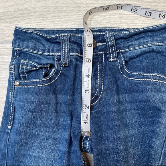 Rockin C Pink Cross Embroidered Pocket Western Bootcut Blue Jeans Girl’s Size 8 - Picture 11 of 13
